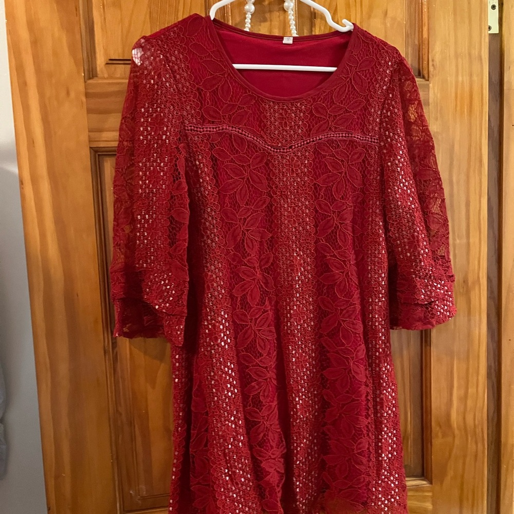 Elegant Red Lace Dress